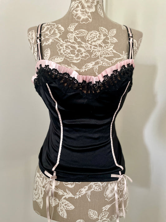 Victoria's Secret black with pink trim corset