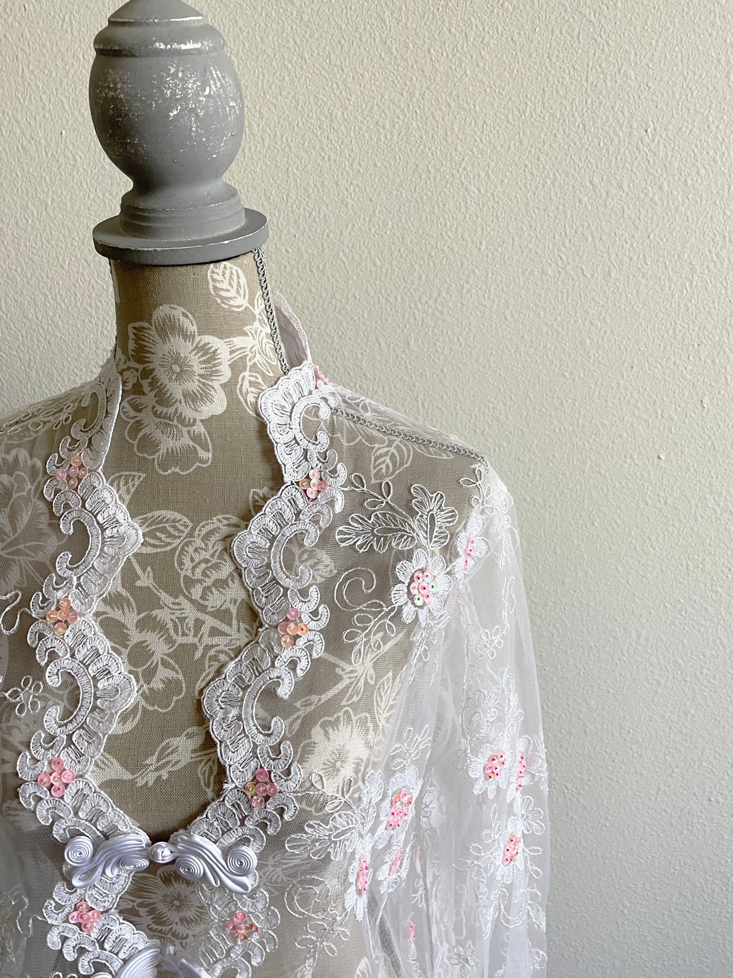 Floral sequin sheer bridal cover