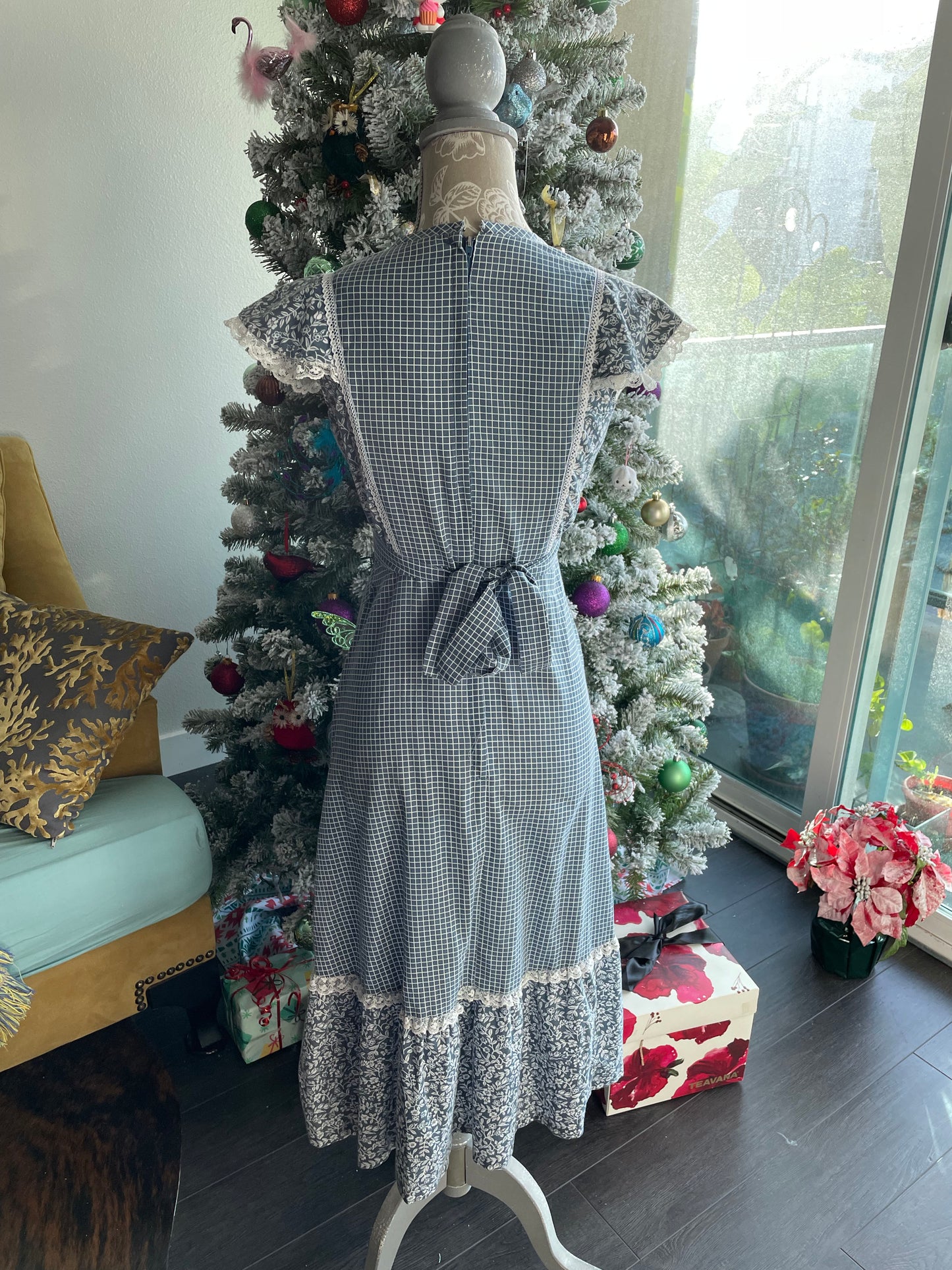 Handmade blue & white prairie dress