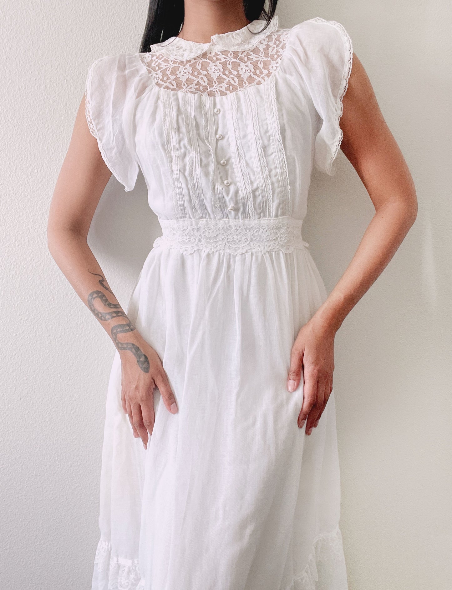Handmade white prairie dress