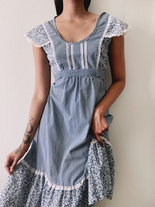 Handmade blue & white prairie dress